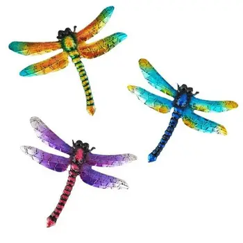  1/3 kom. Šareni Metalni Dragonfly Vrtni Zid Art Ukras Osnovna Rotirajući Skulptura Obrt Ženski Nakit Poklon Modni Detalj