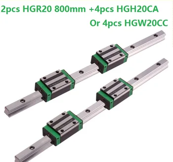  2 kom. linearnih vodilica HGR20 800 mm s 4 kom. linearni кареточным blok HGH20CA ili HGW20CC za glodalica CNC