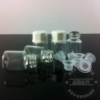  2 ml prozirna staklena boca za eteričnog ulja s bijelim plastičnim navojnim poklopcem. Kontejner za eteričnog ulja, mini spremnik, boca za uzorke,