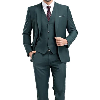  2020 Topla Preporuka Tamno-Emerald Lovac Zelene Tuxedos Za Mladoženju Sa Urezima Na Лацканах Muški Blazer Haljina Za prom Poslovno odijelo (Jakna + Hlače + Prsluk).