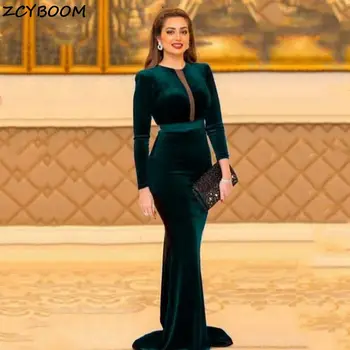 2022 Nove Vintage Zelena Haljina Sirena Ženske Večernje Haljine Vestidos De Gala Elegantne Večernje Haljine S Dugim Rukavima Iz Saudijske Arabije