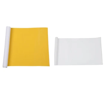  2X DIY 30X127 3D Naljepnica Od Ugljičnih Vlakana, Vinil Film Papir za pakiranje Rola Ljepljive Auto Oznaka List Bijela i Žuta