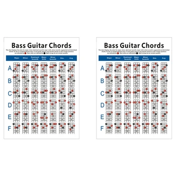  2X Električna Bas gitara Chart Akorda 4-String Gitare Akord Shema Аппликатуры Shema Vježbe Mala
