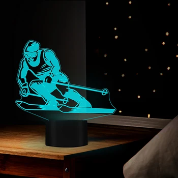  3D ski player 7 Boja Led noćno svjetlo Noćni Dekor 3D Lampe za USB Novost Lampa Za Spavanje Na Dan Rođenja Božićne Darove Trofej