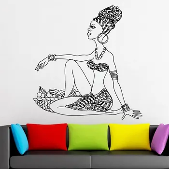 Afrička Djevojka Naljepnica Na Zidu Vinil Naljepnice Afrička Lijepa Žena Dizajn Interijera Kuće Zidni Umjetničke Freske Dekor Spavaće sobe DIY AM11