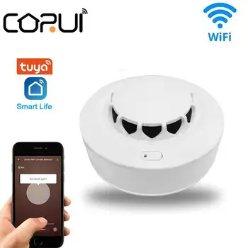  CORUI Wifi Tuya Inteligentni Senzor Detektora Dima Bežični Gašenje Dima Alarm mikrofon visoke osjetljivosti i Senzor za Sprečavanje Sigurnosnih