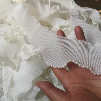  DIY Klasicni Vezene Kuglice Bijele naborane Odjeća Haljini od Čipke, pribor 5 metara / pakiranje (broj istezanje)