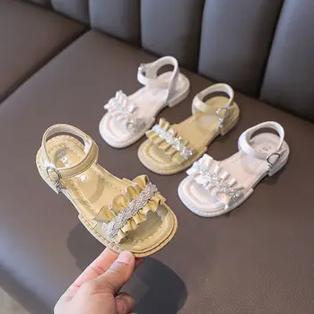  Dječje Ljeto Kožne cipele; Vjenčanje modeliranje cipele Za Djevojčice; Dječje Sandale Princeza Sa Štrasom; Svakodnevni Dance Cipele ravnim cipelama