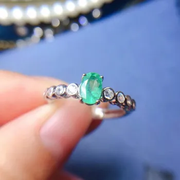  Donje Prsten s Smaragd Dragi Kamen, Prsten od 925 Sterling Srebra sa Zelenim Kamenom za Žene, Vjenčani Prsten s Obećanjem