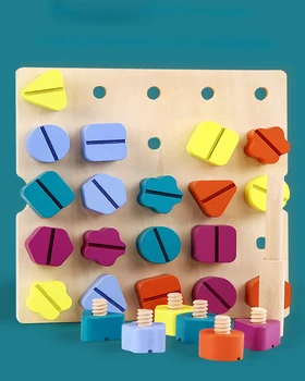  Drvene Igračke Oblik Odabir Boje Blokove Rastavljanje Vijak Zauzet Odbora Montessori Sudoku Igra Razvija Obrazovni Igračka