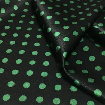  Ispis grašak crna pozadina klasicni zeleni protežu digitalni tiskarski tkanina prirodne svile murve visoka moda tkanina