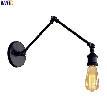  IWHD Podesivi Zidni Svijećnjak S Dugom Ručkom, Crna Lampa U Stilu Edison, Klasicni Industrijski Zidne Svjetiljke, Berba Zidne Svjetiljke