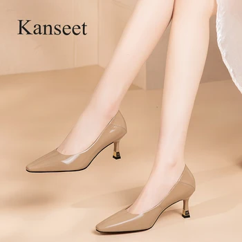  Kanseet/Novost 2022 godine; ženske cipele-brod; proljetne cipele iz Kravlja koža lakirane kože u suzdržan stilu Ručni Rad s Trga vrhom; uredski ženske sitnice ženske cipele na Visoku petu