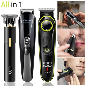  Kemei 3 u 1 Multifunkcionalna trimer za kosu, bežični Stroj Za Šišanje Kose LCD električni aparat za brijanje punjiva aparat za Brijanje Za muškarce trimer za bradu