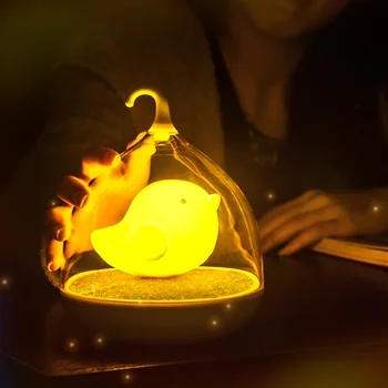  Led zaslon Osjetljiv na svjetlo noći U Ptica Kavez USB Punjiva Atmosferski Svjetiljka i Ukras Kuće Poklon Fantasy Art Svjetlo Blagdanski Dar