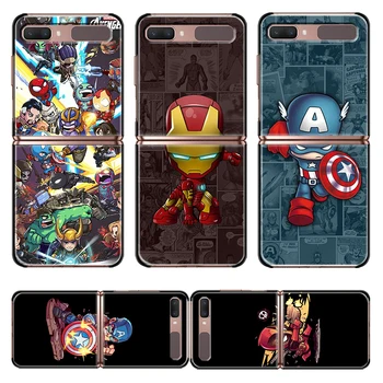  Marvel Avengers Super Junak Crtića Za Samsung Galaxy Z Flip 3-5 g Crni Mobilni šok-dokaz Tvrda Torbica Za Telefon