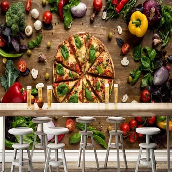  Običaj Veličina Pizzeria Shop desktop 3D Restoran Brze Hrane Industrijski Dekor Zidne Tapete 3D zalogajnica Desktop 3D