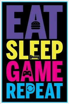 Plakat Eat, Sleep, Game, Repeat Gaming Maxi Pet -metalni znak 8x12 cm/home Kitchen Bar Art Klasicni Zidni Dekor