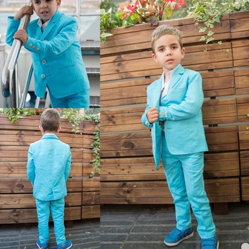  Plava Posteljina 2020 godine, Lijepa Službena Odjeća za Dječake, Jakna, Hlače, Komplet od 2 predmeta, Kostime za Svadbene Večere, Dječji Tuxedos