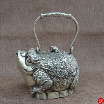  Rijedak starinski čajnik MingDyanstysilver sa zlatnim жабой najbolja kolekcija i ukras