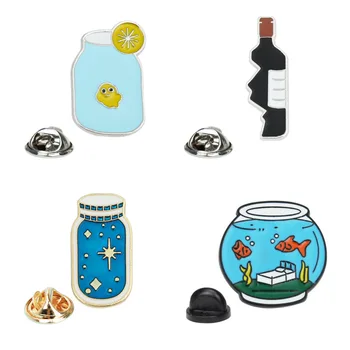  Slatka plava ribica boca akvarij broš crtani ikonu boce vina дрейфующий ikonu boce moda torba za ukras