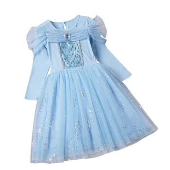  Suknja princeza sa Ledom i Snijegom za djevojčice, Proljeće-ljeto Dječja haljina s dugim i kratkim rukavima na rođendan, haljinu za Novu godinu 2022