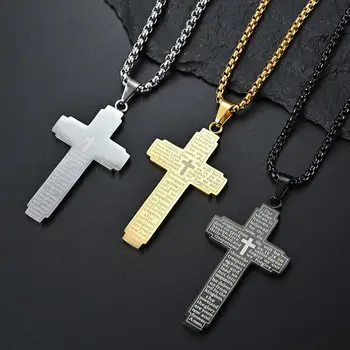  Topla Rasprodaja Christian Minimalistički Križ Od Nehrđajućeg Čelika Ogrlice Za Muškarce Biblija Zlatni Crna Religija Isus Ulične Muška Ogrlica