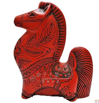  Tradicionalna Kineska Tehnologija Crveni Lakirani Kip Konja