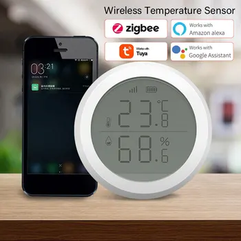  Tuya WIFI Senzor za temperaturu i vlagu, Hygrometer Za prostor, Termometar sa LCD Zaslona, Podrška za Alexa, Google Assistant, Upravljanje