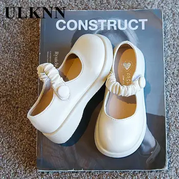  ULKNN/Dječje cipele Mary Jane za djevojčice, bijele cipele na ravne cipele, Kožne Školska cipele Za Djevojčice, cijele Čarapa, klasičnih modnih Лоферы za mlade na Platformi
