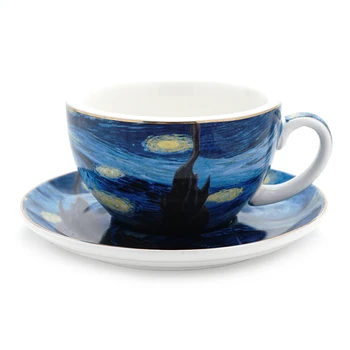  Van Gogh zvjezdano nebo Europski stil mala luksuzna demitasse i tanjur set šalica za kavu za crtanje cappuccino popodnevni čaj bubalo
