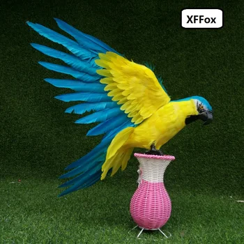  velike pravi krila su plavi i žuti papagaj model pjena i pero simulacija papagaj ptica dar oko 50x65 cm xf0279