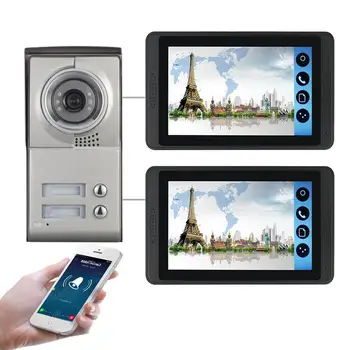 Video interfon 7-Inčni LCD Zaslon Wi-Fi Bežičnu video interfon Zvono na Vratima Skladište Interfon, KOMPLET za Android i ios Aplikaciju za Upravljanje Za 2 Stana