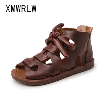  XMWRL/2020 g. Ljetne ženske Sandale od prave kože, ženske cipele ručne izrade u retro stilu, ženske ljetne Sandale na ravne cipele, ženske cipele na munje, Sandale