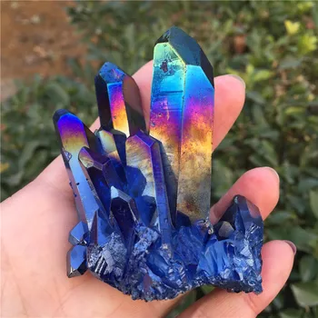  Čisti prirodni kristal kvarca i titana plava aura bizmut silicijski klasteri hong prirodni kameni materijal i mineral, može liječiti i bl.